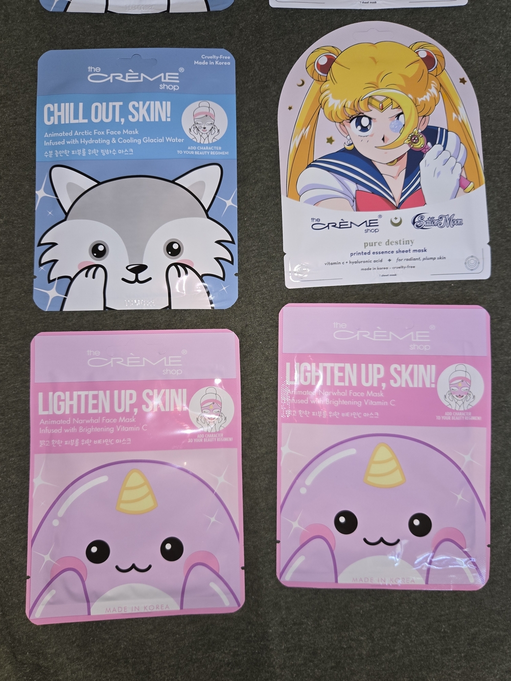 The Crème Shop Women's Sheet Mask Set — Pink, Blue, White Character Masks - Picture 2 of 3